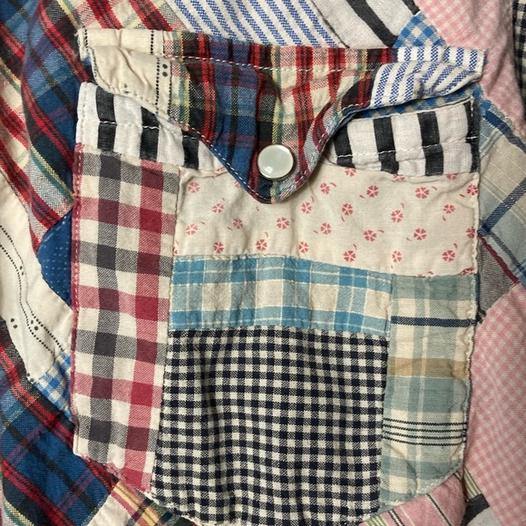 Rare vintage unisex Ralph Lauren Polo Patchwork Long sleeve snap button shirt - Picture 5 of 8